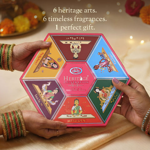 Cycle Heritage Celebration Collection – Signature Temple Incense Cones Inspired by 6 Indian Heritage Art Forms (72 Cones + Free Holder)