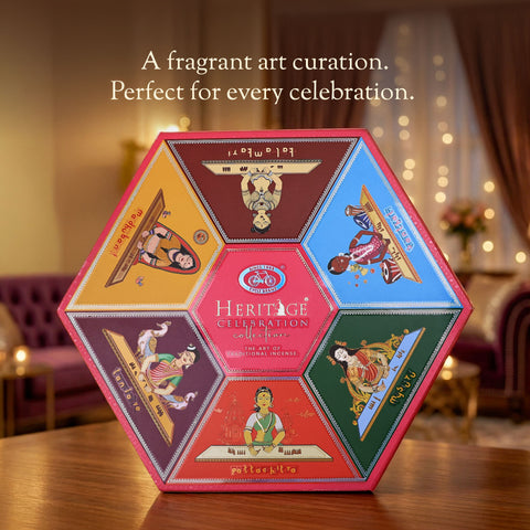 Cycle Heritage Celebration Collection – Signature Temple Incense Cones Inspired by 6 Indian Heritage Art Forms (72 Cones + Free Holder)