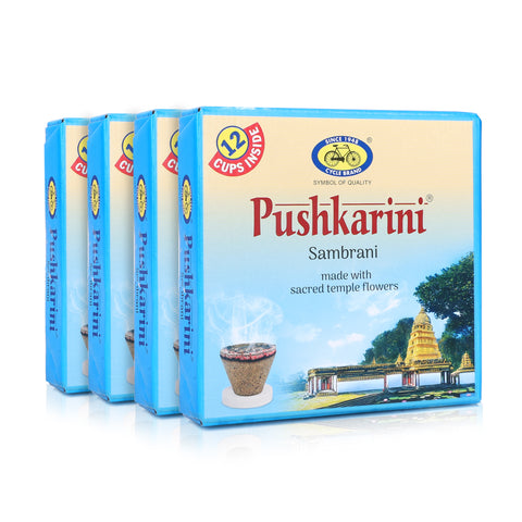 Pushkarini Cup Sambrani - Pack of 4 (12 Cups + 1 burner plate/pack)