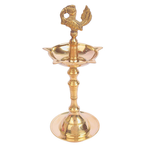 11 Inch Brass Peacock Kerala Diya
