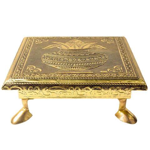 Meenakari-Adorned Wooden Kalash Chowki for a Touch of Elegance (6 Inch)