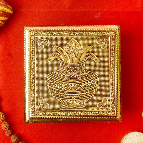 Meenakari-Adorned Wooden Kalash Chowki for a Touch of Elegance (6 Inch)