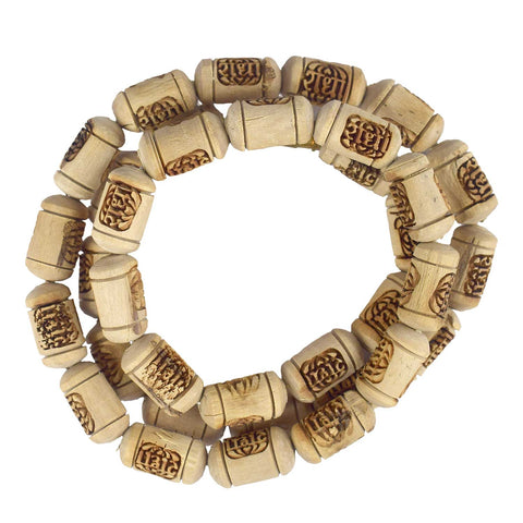 100% Pure Tulsi Kanthi Wooden Mala with Radha Name