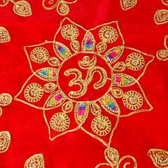 Round Shape Velvet Pooja Aasan 12x12 Inch with Golden Lace Border