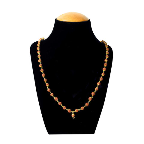 5 Mukhi Brass Capping Natural Rudraksha Mala 100% Original & Certified