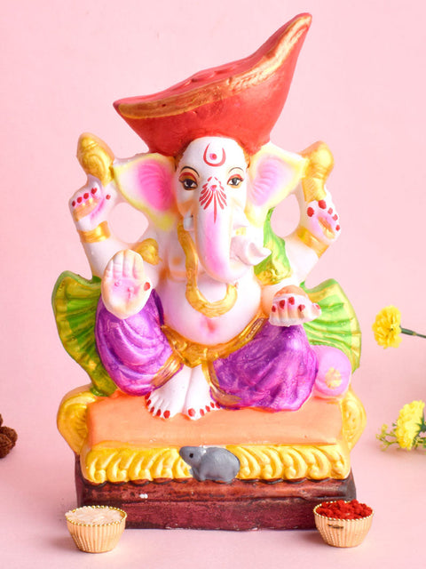 10.5 Inch Padmasana Ganpati With Mavala Pagdi
