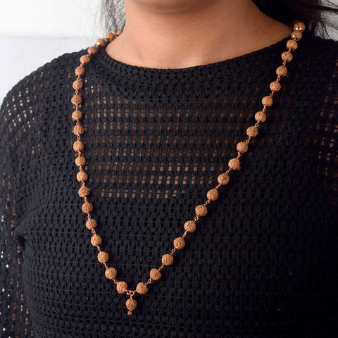 5 Mukhi Copper Capping Natural Rudraksha Mala 100% Original & Certified