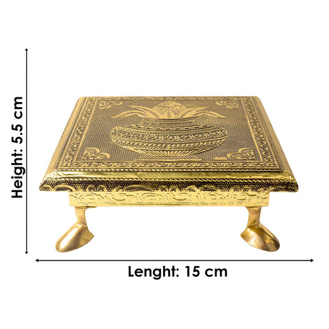 Meenakari-Adorned Wooden Kalash Chowki for a Touch of Elegance (6 Inch)