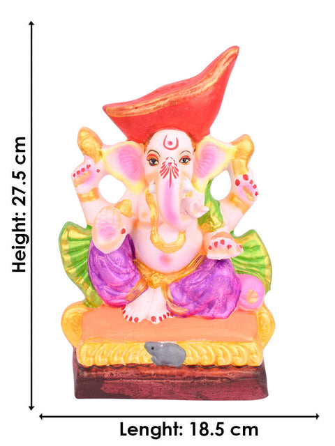 10.5 Inch Padmasana Ganpati With Mavala Pagdi