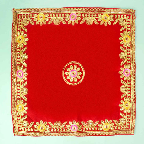 Flower Designer Velvet Aasan | India’s Largest Pooja Accessories Brand - www.satvikstore.in