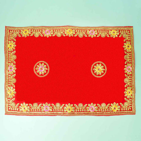 Flower Designer Velvet Aasan | India’s Largest Pooja Accessories Brand - www.satvikstore.in
