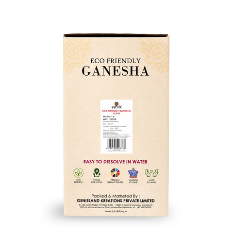6 Inch Eco Friendly Natural Clay Ganesha Idol in Blessing Pose