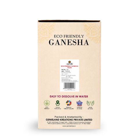 6 Inch Vibrant Eco-Friendly Ganesha Idol with Lotus Base Turban