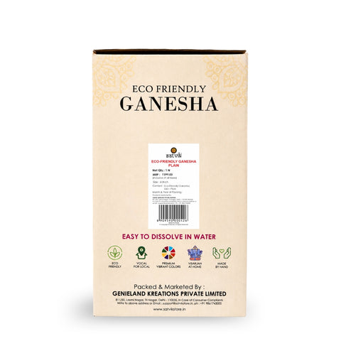 6 Inch Vibrant Eco-Friendly Ganesha Idol with Lotus Base Turban