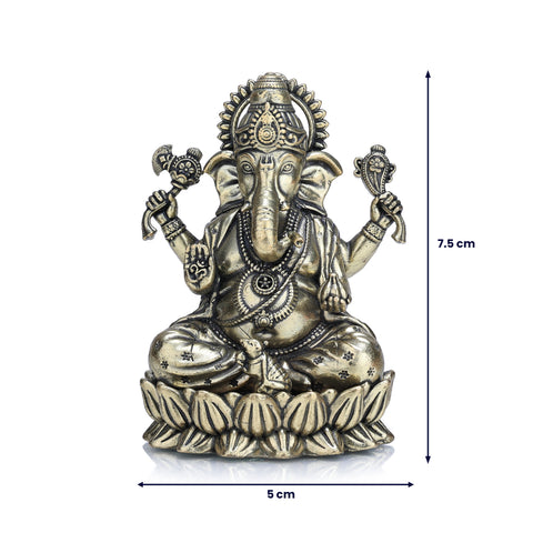 Lord Ganapati on Lotus with Modak Brass Idol