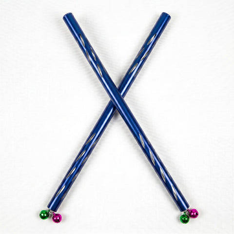 Premium Metallic Blue Aluminium Dandiya Sticks with Musical Bells