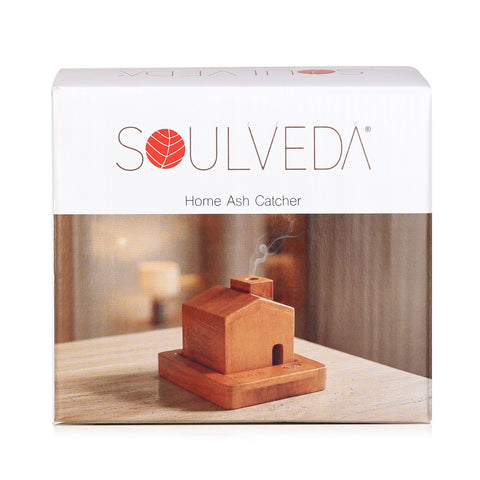 Home Sweet Home Wooden Incense Holder & Ash Catcher | 2-in-1 Neem Wood Holder for Agarbatti, Incense Cones & Havan Cups