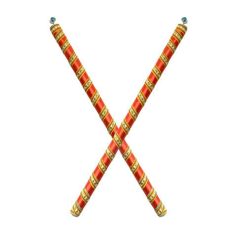 Handcrafted Silk Ribbon Wrapped Wooden Dandiya Sticks