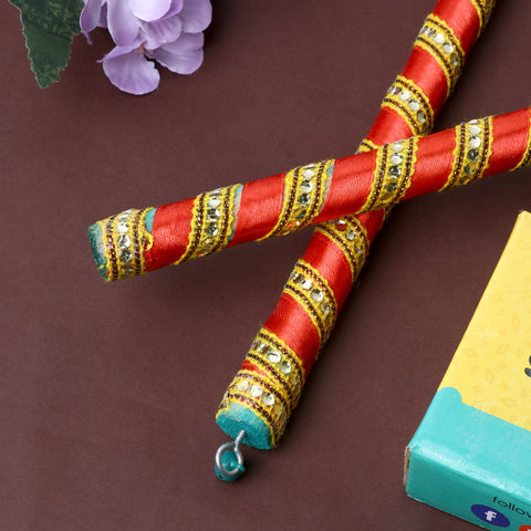 Handcrafted Silk Ribbon Wrapped Wooden Dandiya Sticks
