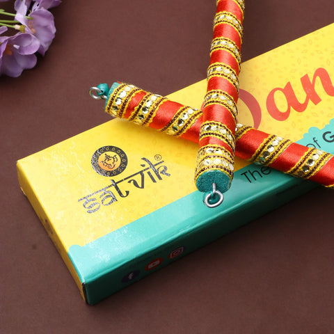 Handcrafted Silk Ribbon Wrapped Wooden Dandiya Sticks