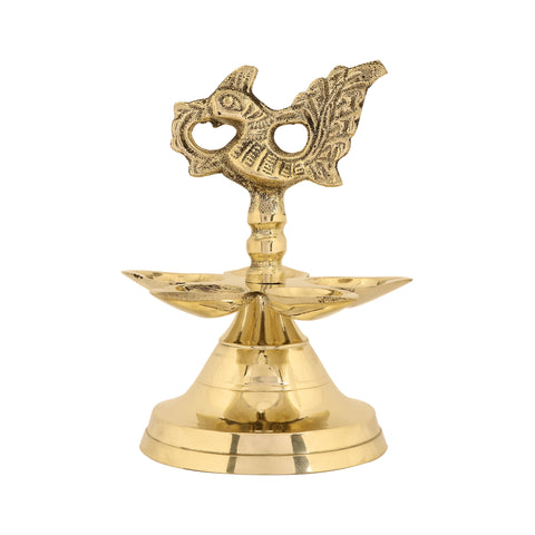 Brass 1 Step Panchmukhi Peacock Kerala Diya