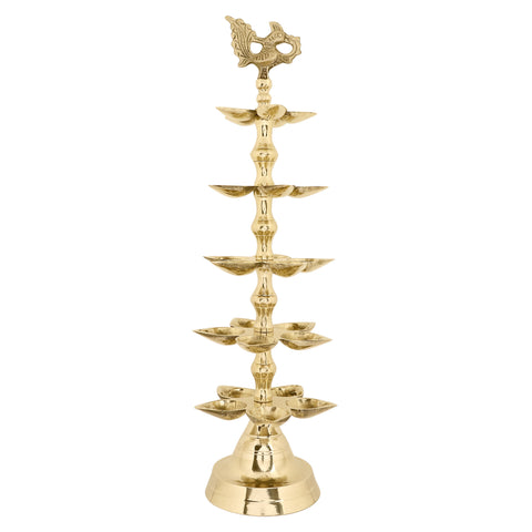 Brass 5 Step Panchmukhi Peacock Kerala Diya