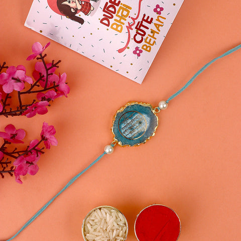 Aesthetically Adorned Gayatri Mantra Agate Stone Rakhi