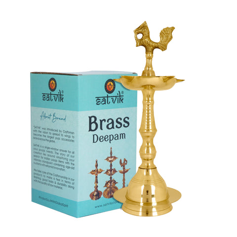12 Inch Brass Peacock Kerala Diya