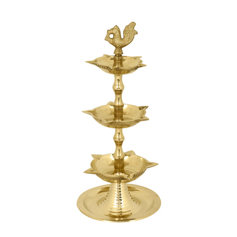 Brass 3 Step Peacock Kerala Diya