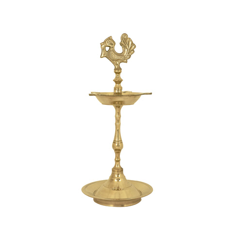 8 Inch Brass Peacock Kerala Diya