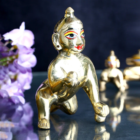 Brass Bal Gopal/Laddu Gopal Idol (Sizes Available 0 to 7)