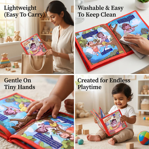 Sri Krishna Cloth Book for Kids (Washable and Reusable)