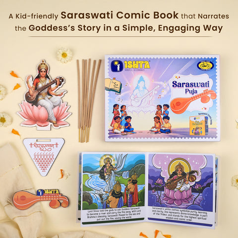 Saraswati Puja Kit for Kids - Inspiring Learning, Wisdom & Devotion (Aged 4+)
