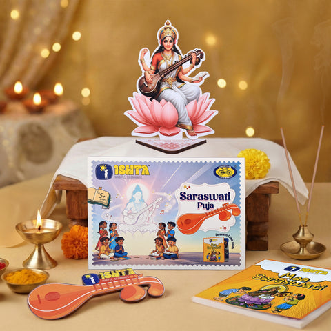 Saraswati Puja Kit for Kids - Inspiring Learning, Wisdom & Devotion (Aged 4+)