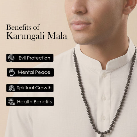 Karungali Mala 6mm Beads with Sumeru Bead Govt Certified Original