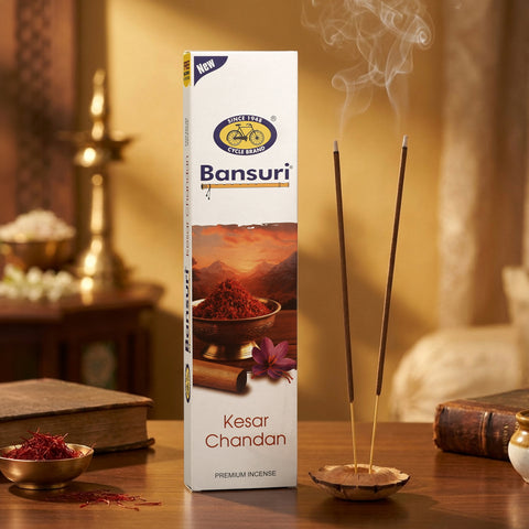 Bansuri Kesar Chandan Agarbathi | Luxury Saffron Sandal Incense