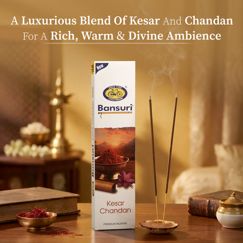 Bansuri Kesar Chandan Agarbathi | Luxury Saffron Sandal Incense