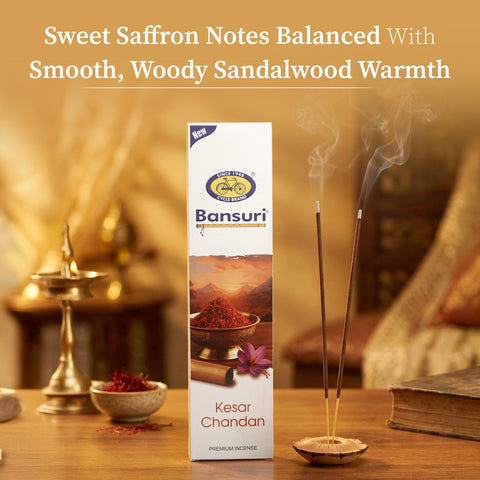 Bansuri Kesar Chandan Agarbathi | Luxury Saffron Sandal Incense