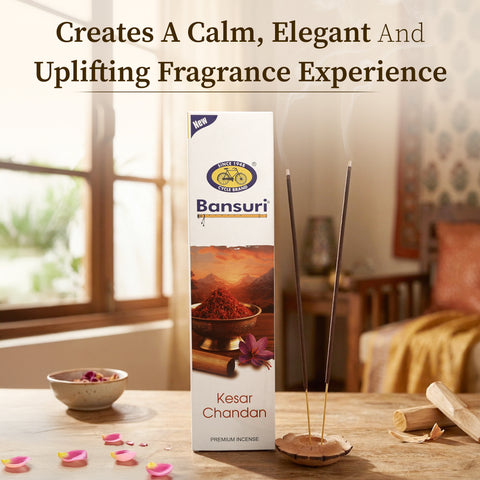 Bansuri Kesar Chandan Agarbathi | Luxury Saffron Sandal Incense