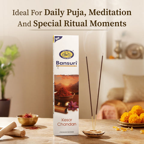 Bansuri Kesar Chandan Agarbathi | Luxury Saffron Sandal Incense
