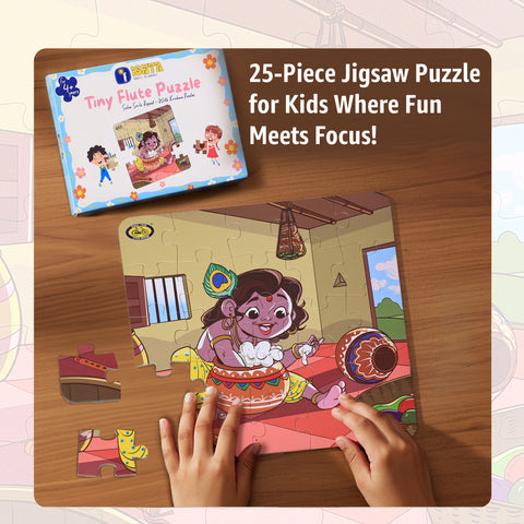 Kids Jigsaw Puzzle - Krishna Makhan Chor | Fun, Focus & Devotion | Tiny Flute Puzzle