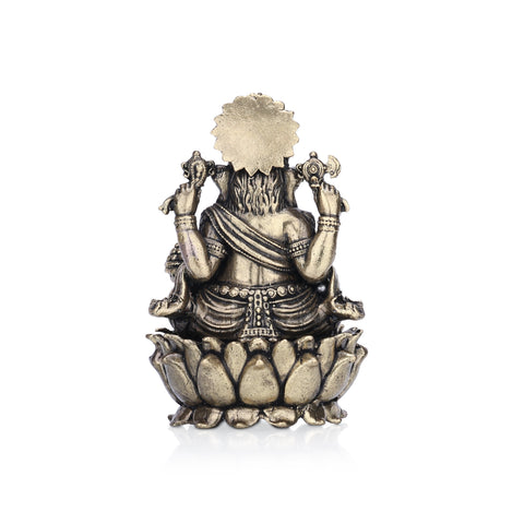 Lord Ganapati on Lotus with Laddu Brass Idol