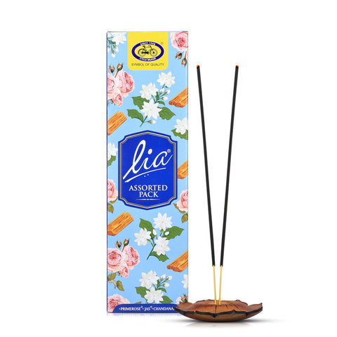 Lia Assorted Agarbatti Pack - Prime Rose, Jas, Chandanam, | Premium Incense Sticks