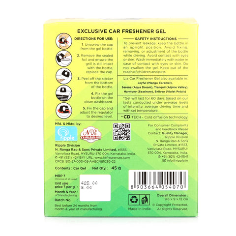 Lia Dashboard Gel Car Freshener - Citric Tango