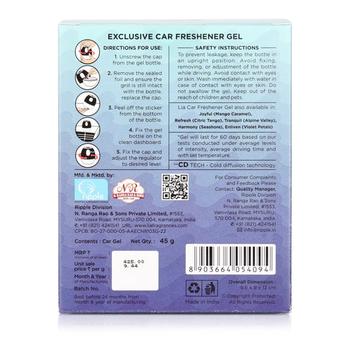 Lia Dashboard Gel Car Freshener - Aqua Dream