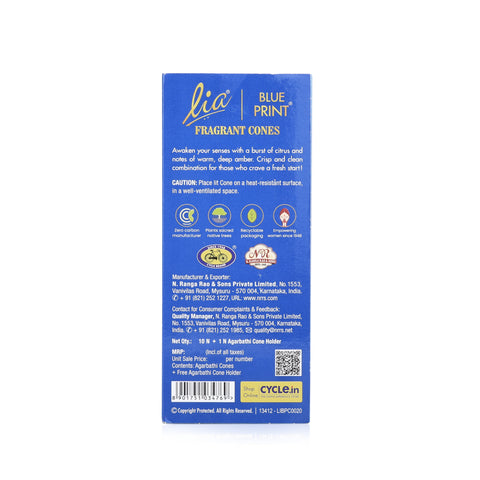 Blue Print Pack of 3 Incense Cones - Lia Connoisseur Series