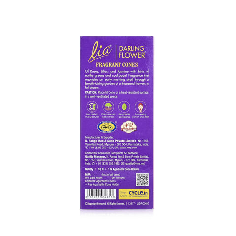 Darling Flower Pack of 3 Incense Cones - Lia Connoisseur Series