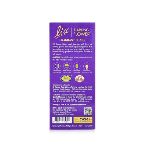Darling Flower Pack of 3 Incense Cones - Lia Connoisseur Series