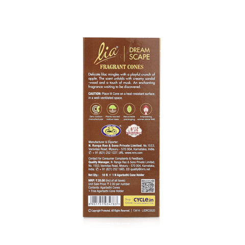 Dream Scape Pack of 3 Incense Cones - Lia Connoisseur Series