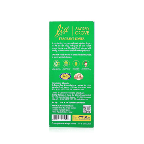 Sacred Grove Pack of 3 Incense Cones - Lia Connoisseur Series